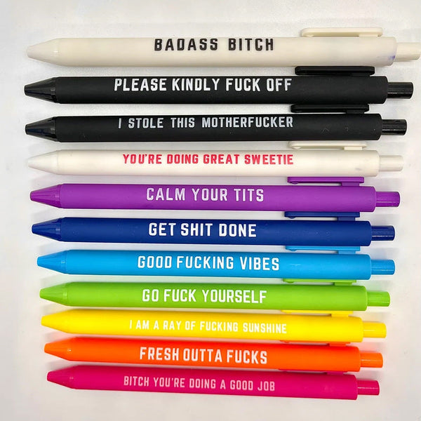 11 Pcs SwearWord Funny Pens(Black ink)