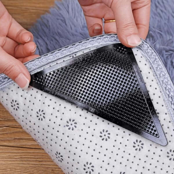 Reusable Corner Area Carpet Rug Grippers - Rubber Anti Curling Non Slip Skid Pads -8/16pcs Set